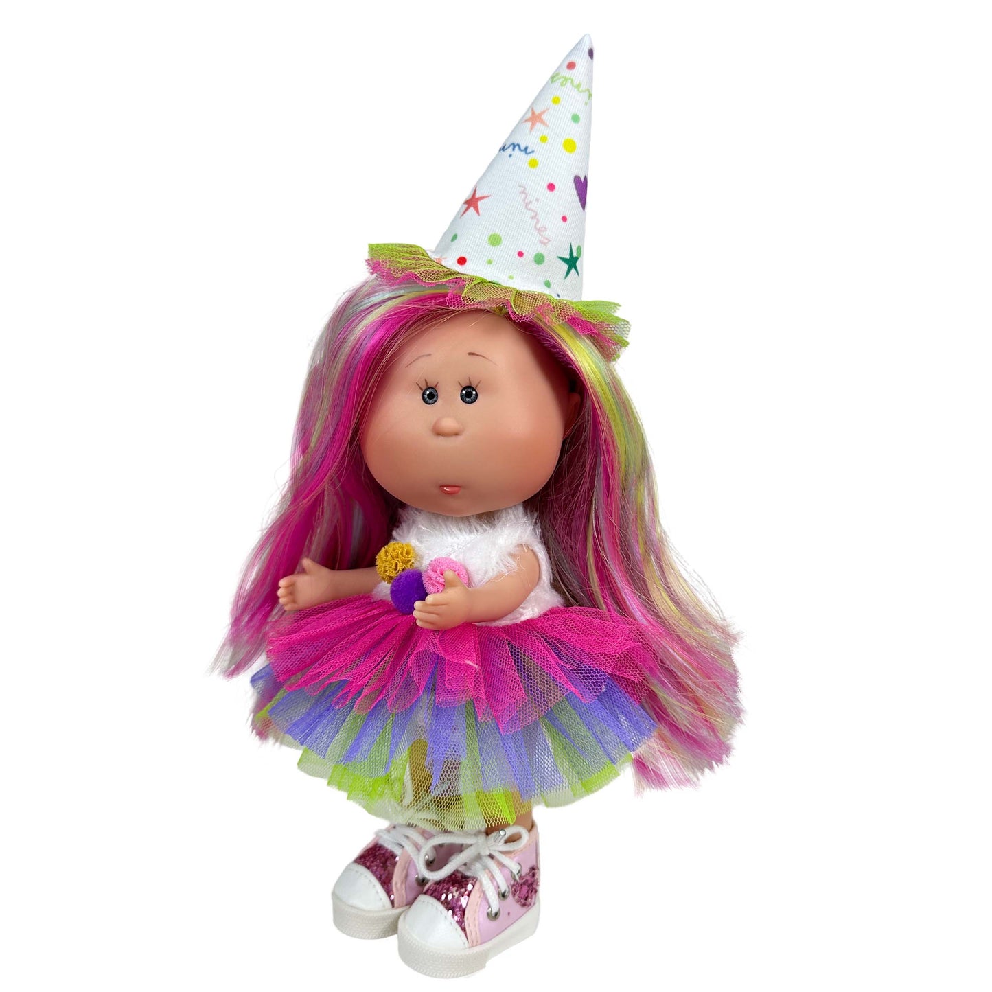 LITTLE MIA Happy Birthday – vinyldocka 23 cm (badbar), handgjord i Spanien