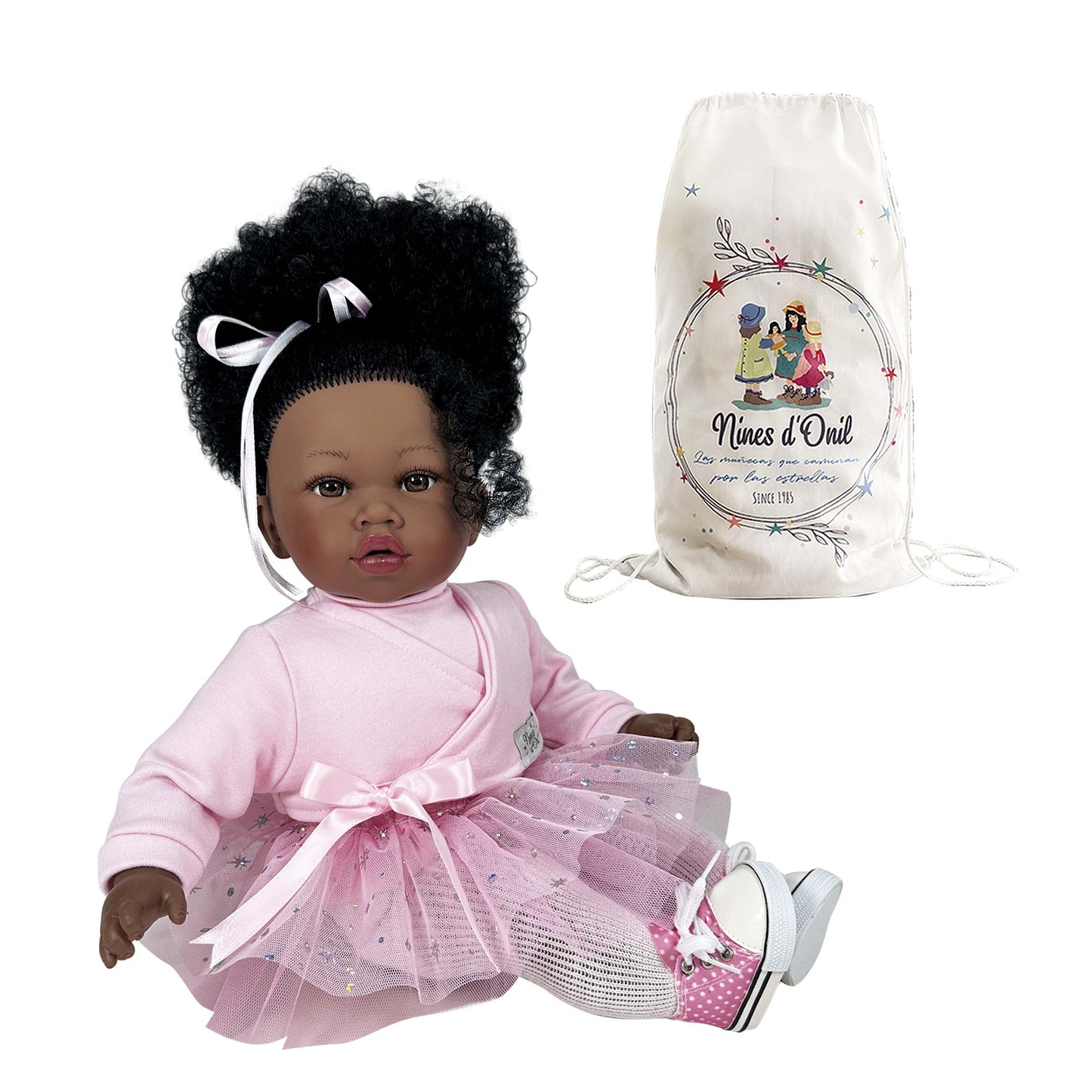 Ballerinadocka Mörk Hudton Addis Star – 45 cm | Mjuk Kropp & Vinyl