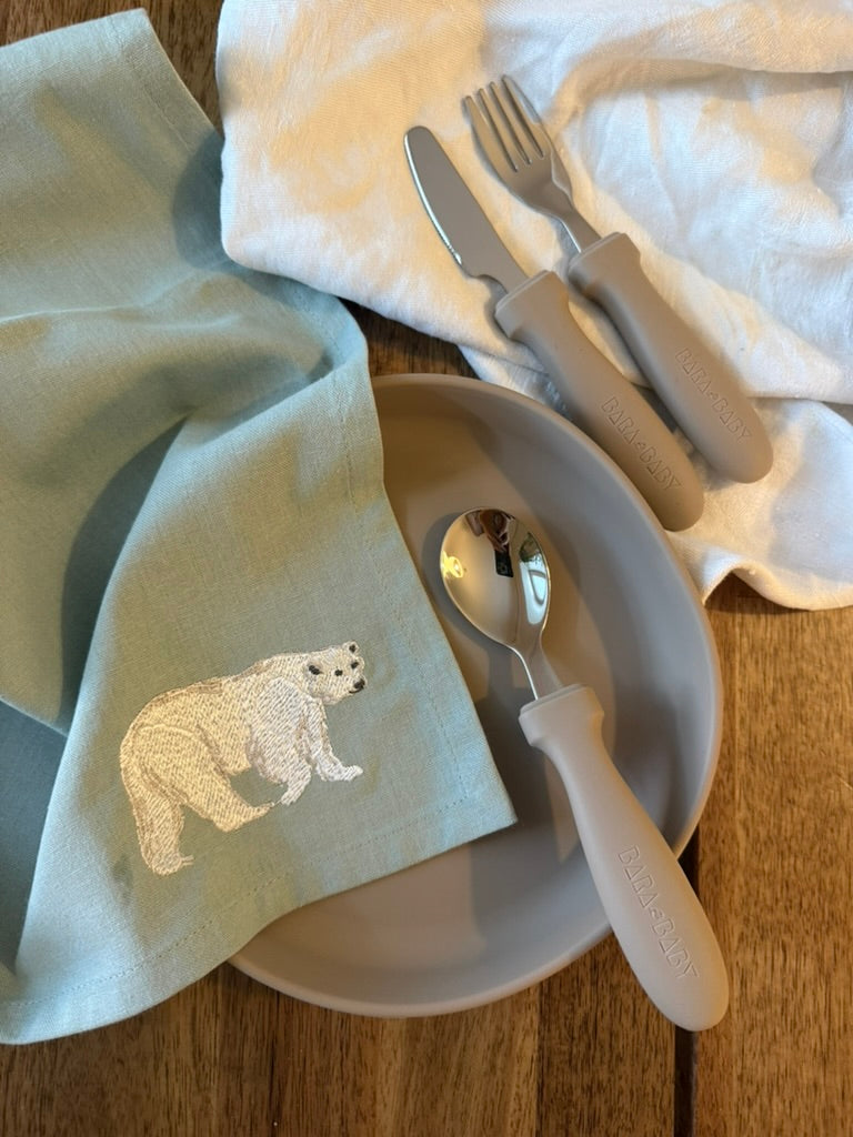 Children's napkin Polar Bear – Embroidered | Sylvie Thiriez | OEKO-TEX®