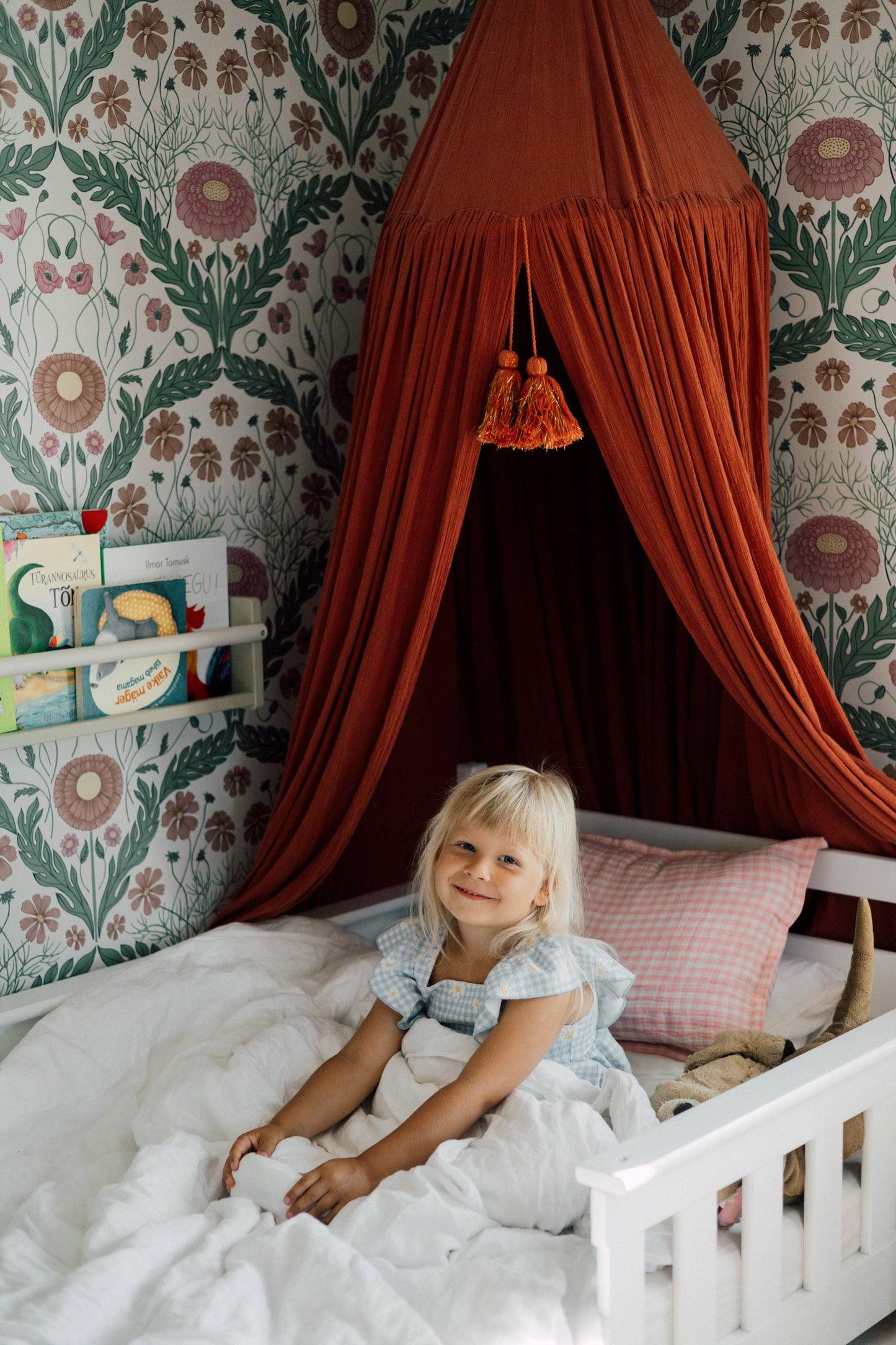 Påslakanset barn – Pink Gingham i mjuk muslin (85×125 + 40×60 cm)