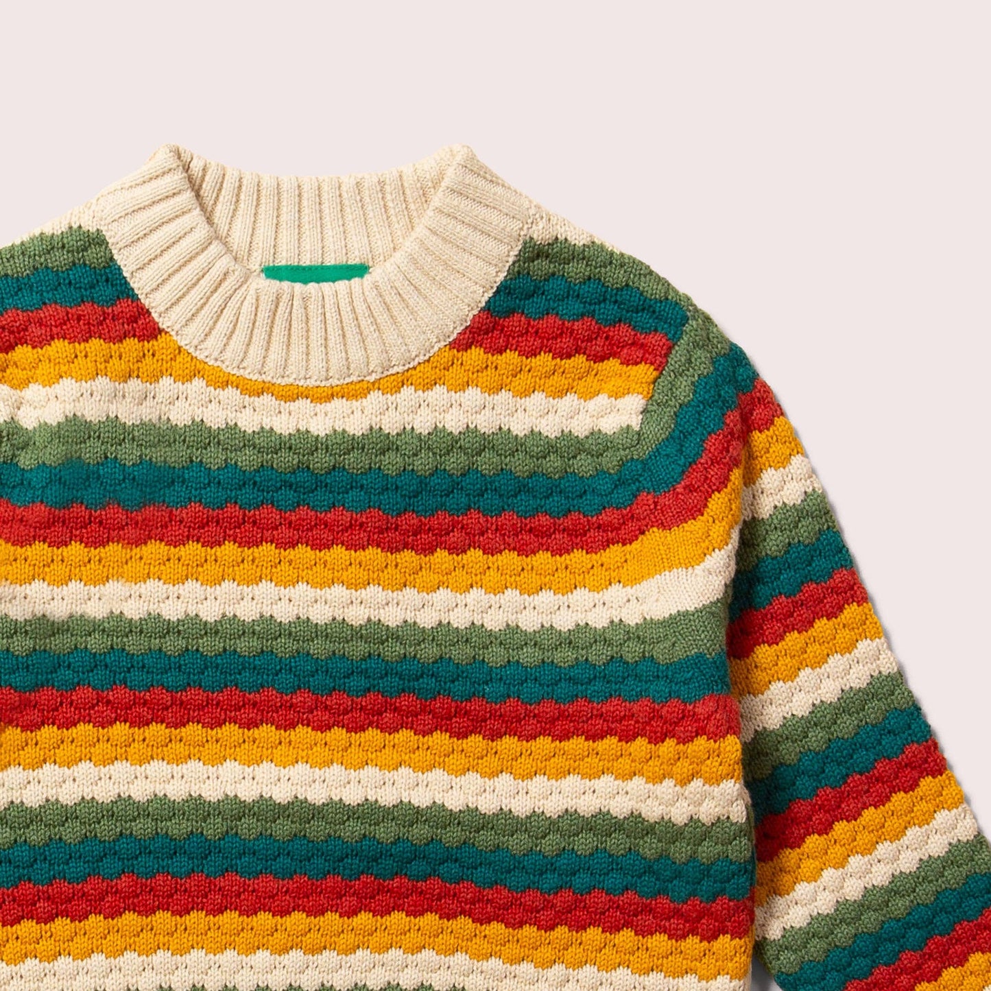 Stickad tröja barn – Honeycomb Rainbow (ekologisk bomull) | Little Green Radicals