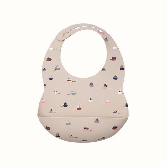 Baby Silikonbib i Livsmedelsgodkänt Material i Olika Mönster och Vackra Design