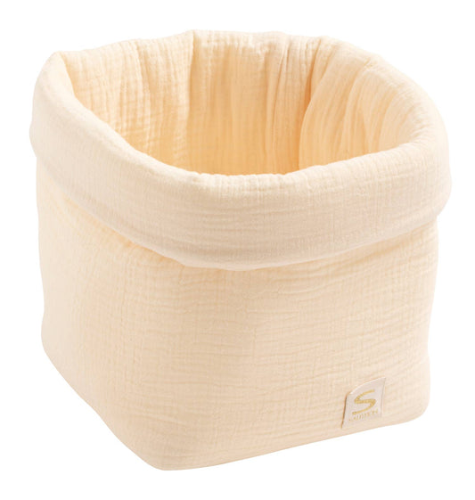 Förvaringskorg i dubbel muslin Vanilla 18×21×18 cm