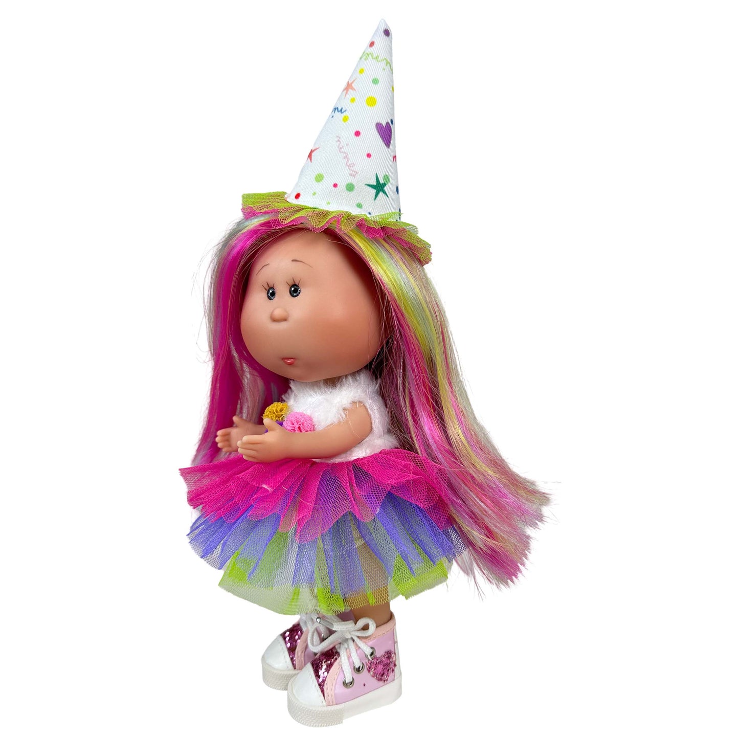 LITTLE MIA Happy Birthday – vinyldocka 23 cm (badbar), handgjord i Spanien