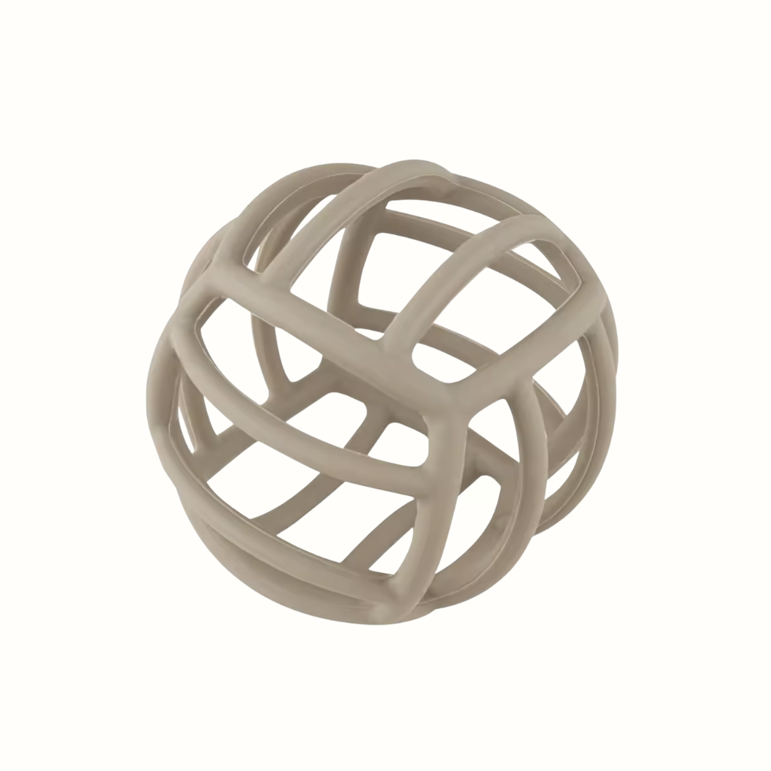BARA BABY™ Montessori Tuggboll för Bebis – Matklassad Silikon (Beige) | Bitvänlig Sensorisk Leksak för Spädbarn
