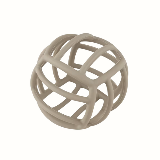 BARA BABY™ Montessori Tuggboll för Bebis – Matklassad Silikon (Beige) | Bitvänlig Sensorisk Leksak för Spädbarn
