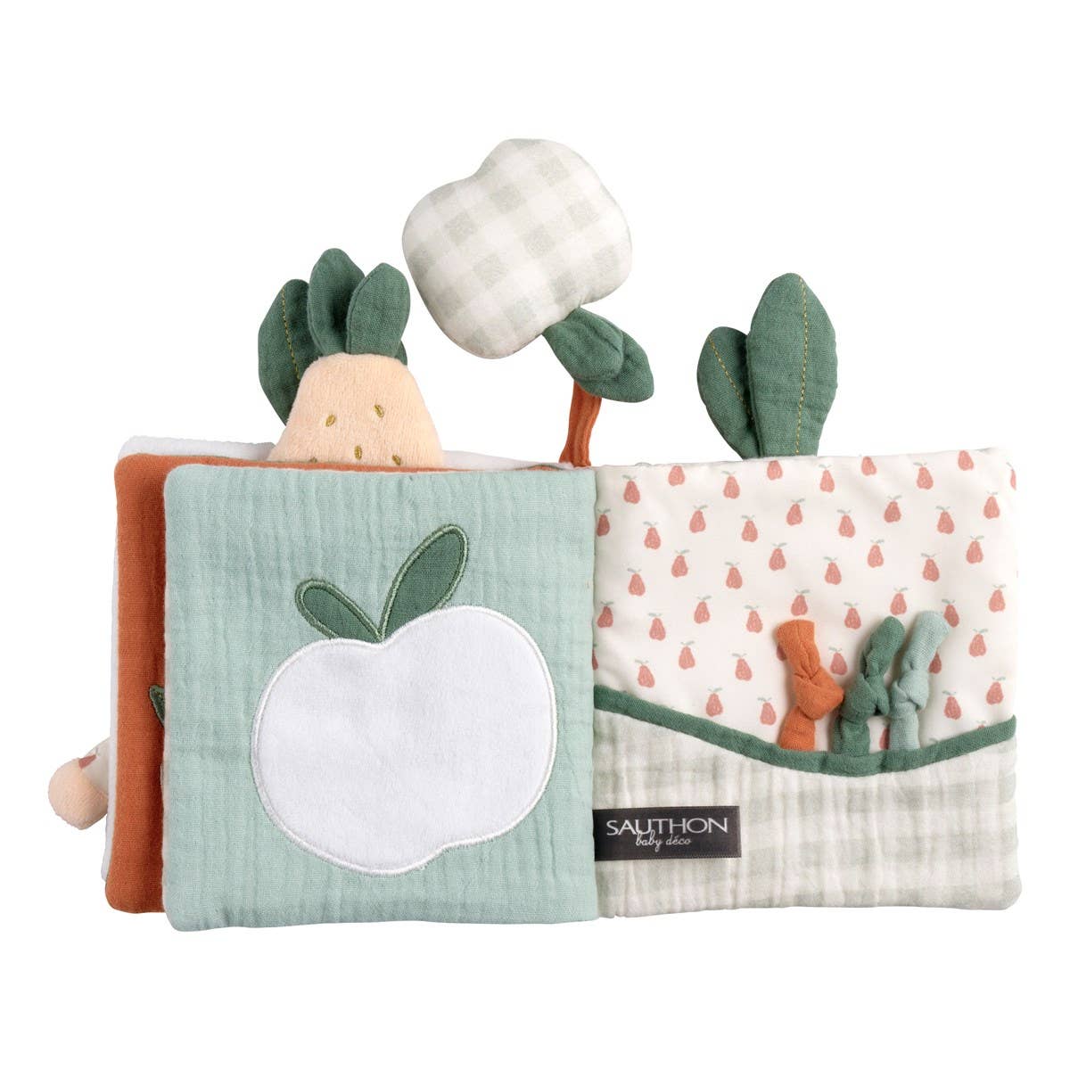 Mjuk babybok – Botanica tygbok med sensorik & ljud (15×19×4 cm)
