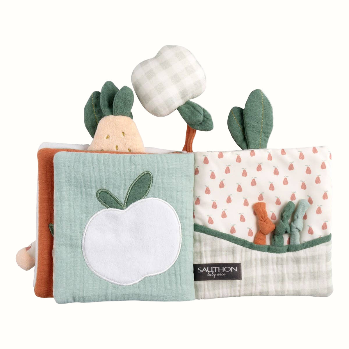 Mjuk babybok – Botanica tygbok med sensorik & ljud (15×19×4 cm)