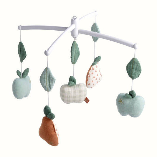 Musikmobil – Botanica | Spjälsängsmobil med Frukter & Musik | EN71 | 36×55×26 cm