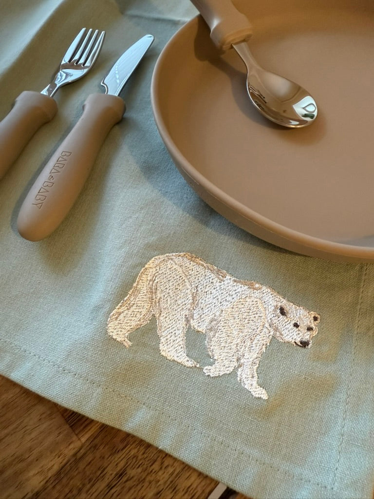 Children's napkin Polar Bear – Embroidered | Sylvie Thiriez | OEKO-TEX®