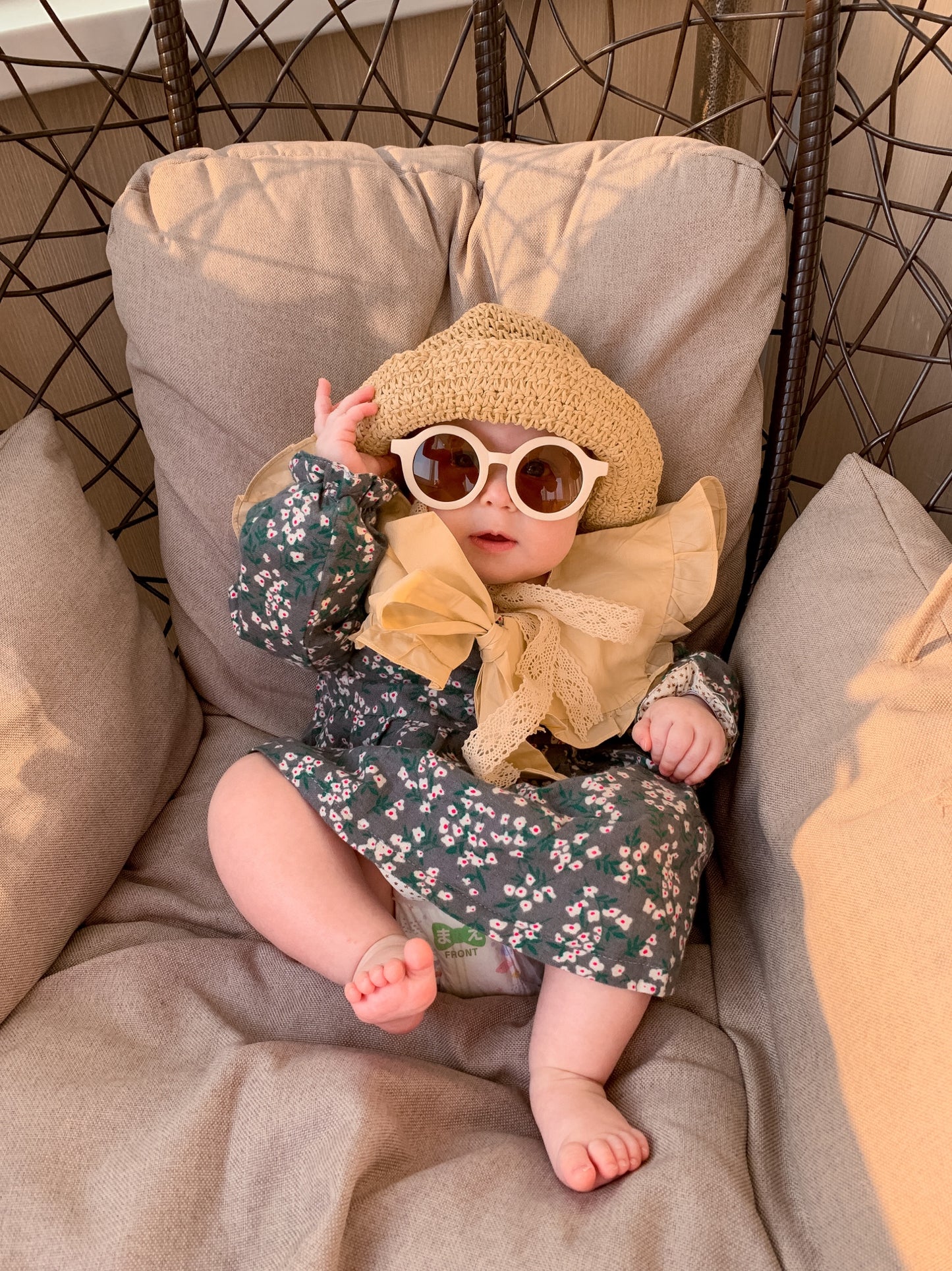 Baby- och barnsolglasögon - Kokosnöt, vintagestil - CE-testade med UV- och UB 400-skydd