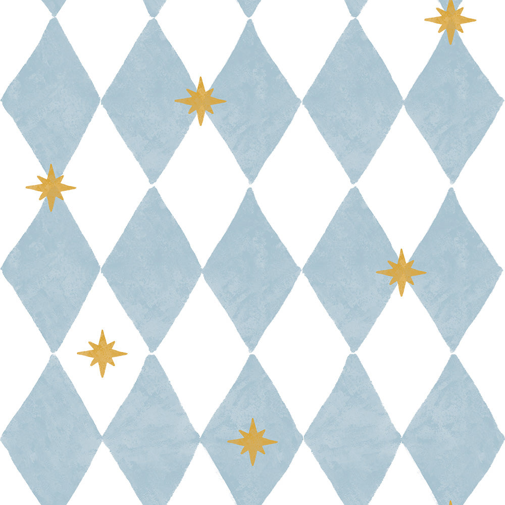 Tapet Barnrum - French Diamonds with Stars | Harlekinrutor med Stjärnor | Remsa 280×100 cm (Non-woven)
