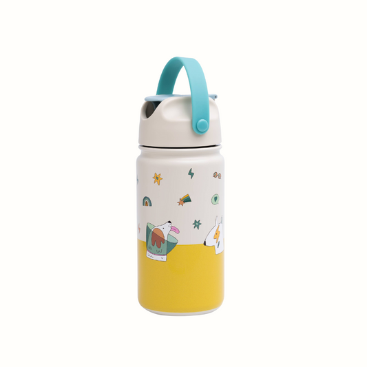 Insulated water bottle for kids – Funky Dogs in stainless steel from The Cotton Cloud
