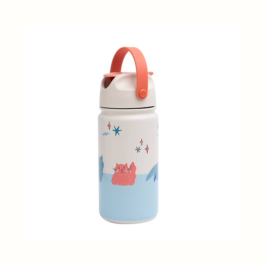 Insulated water bottle for kids – Meowtiful Cats in stainless steel from The Cotton Cloud
