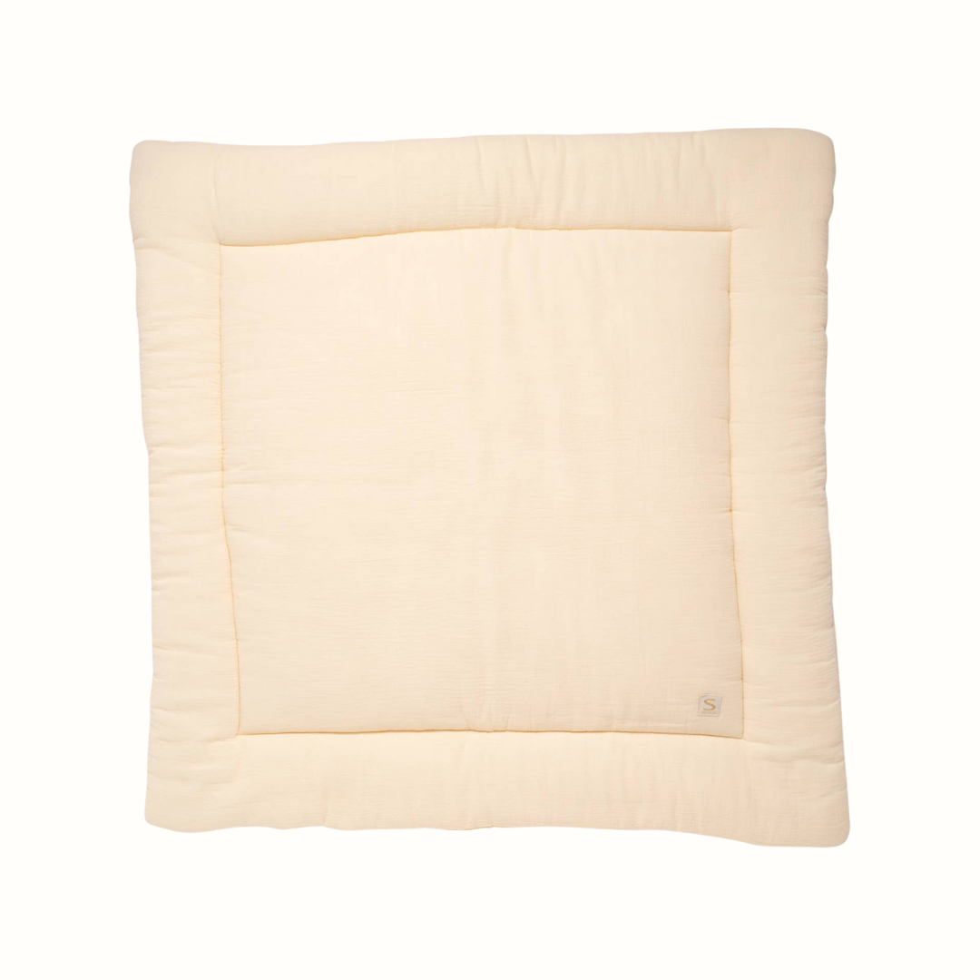 Lekmatta i dubbel bomullsmuslin – Vanilla (100×100×5 cm)