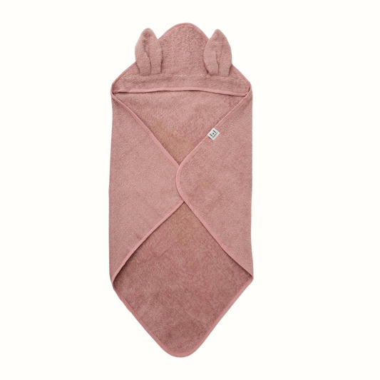 Ekologisk badcape med huva – Kaninöron i Pale Mauve från Summerville Organic