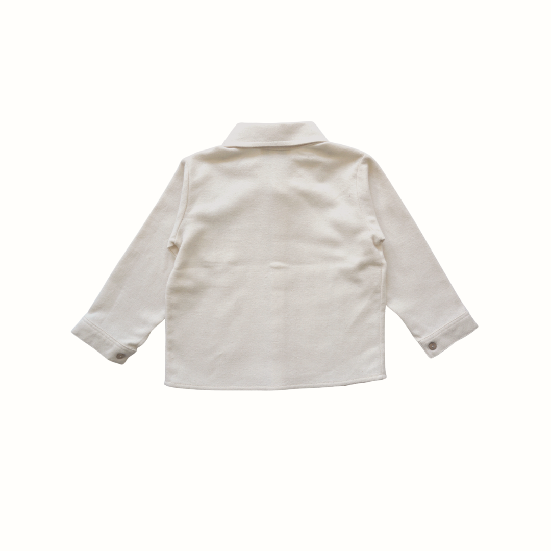 Broderad skjorta för baby & barn – OEKO-TEX-certifierad bomull, beige med blå detaljer