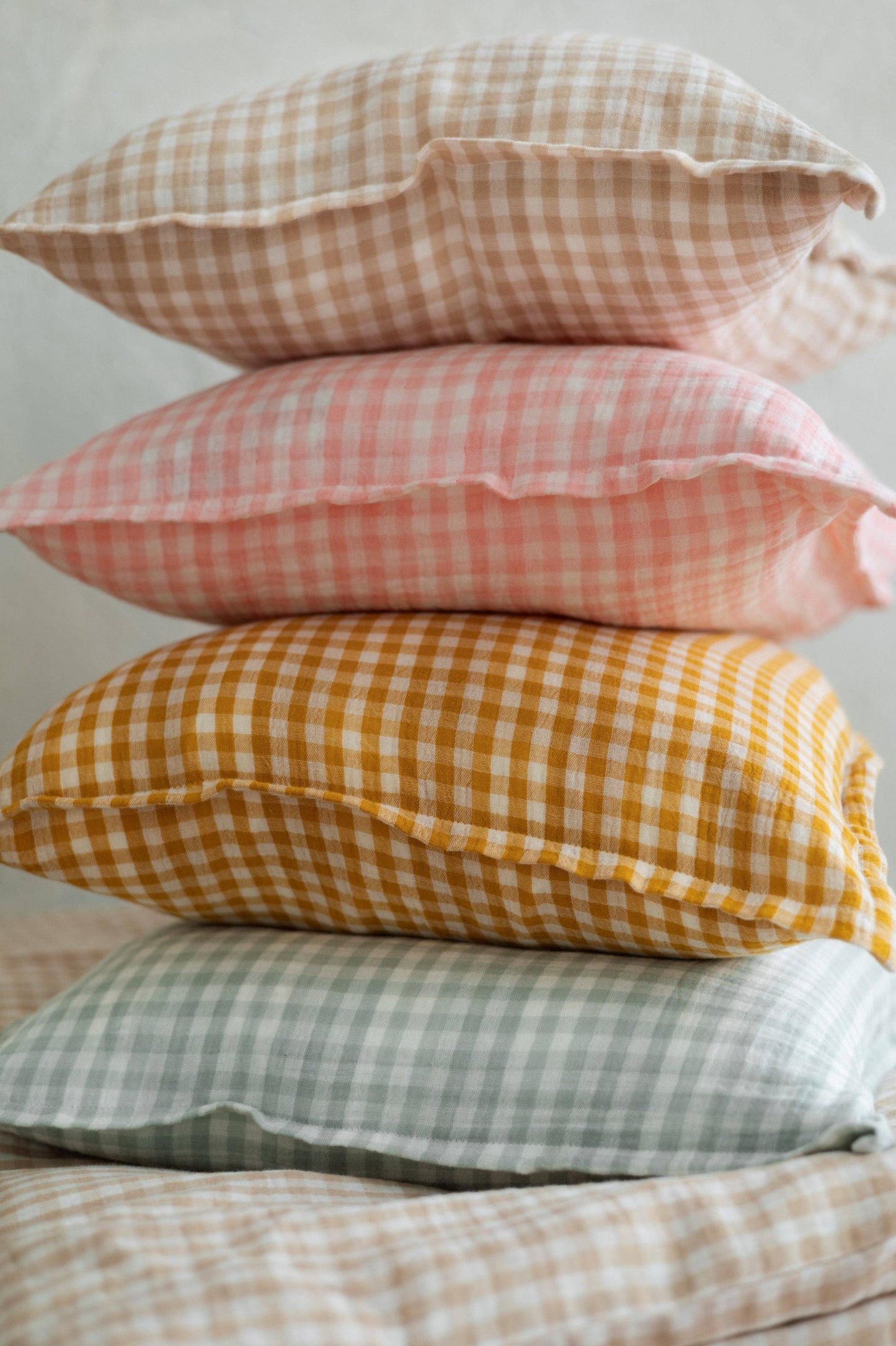 Ekologiskt Barnpåslakanset i Muslin – Light Mint Gingham | TISU – Rutigt 100% Bomull