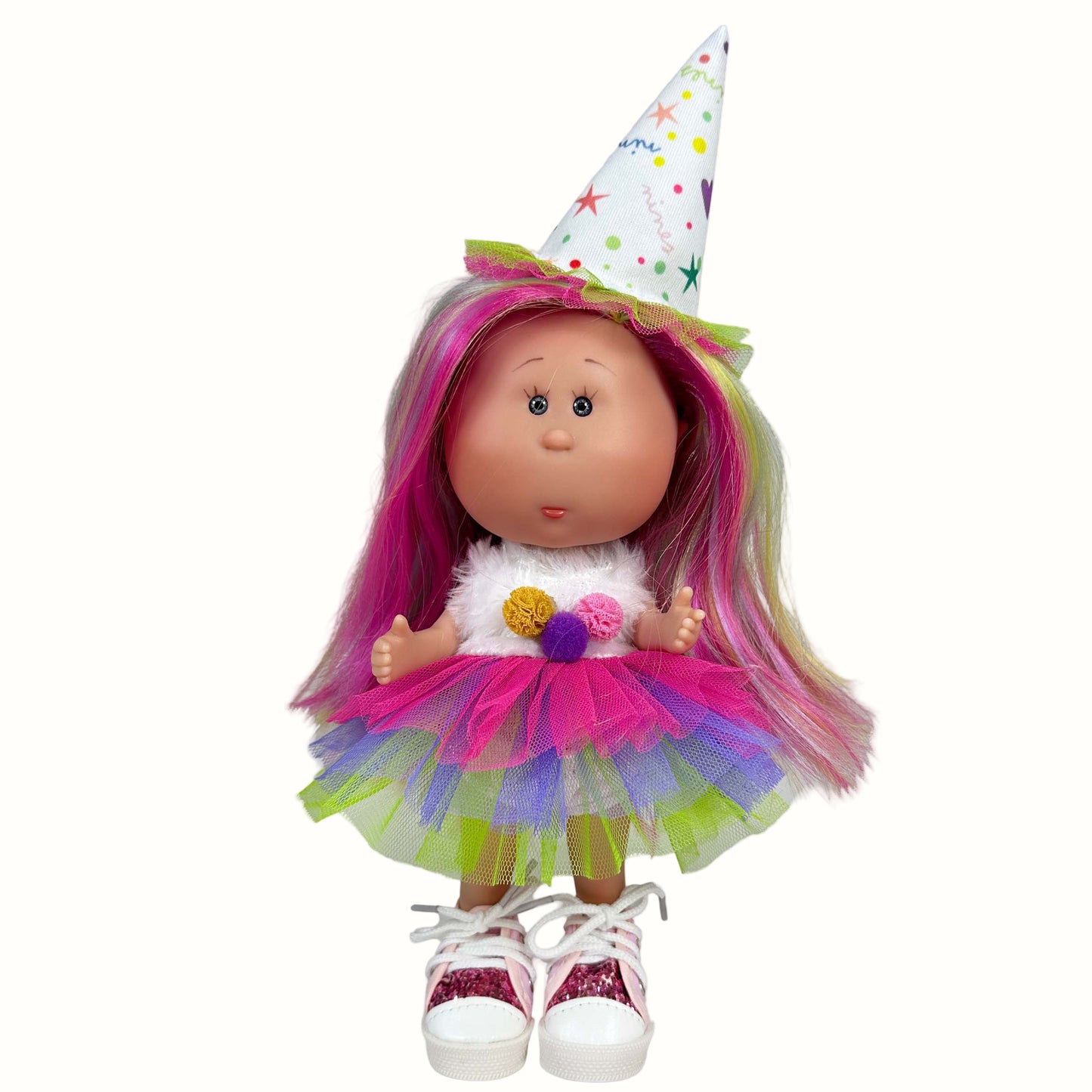 LITTLE MIA Happy Birthday – vinyldocka 23 cm (badbar), handgjord i Spanien