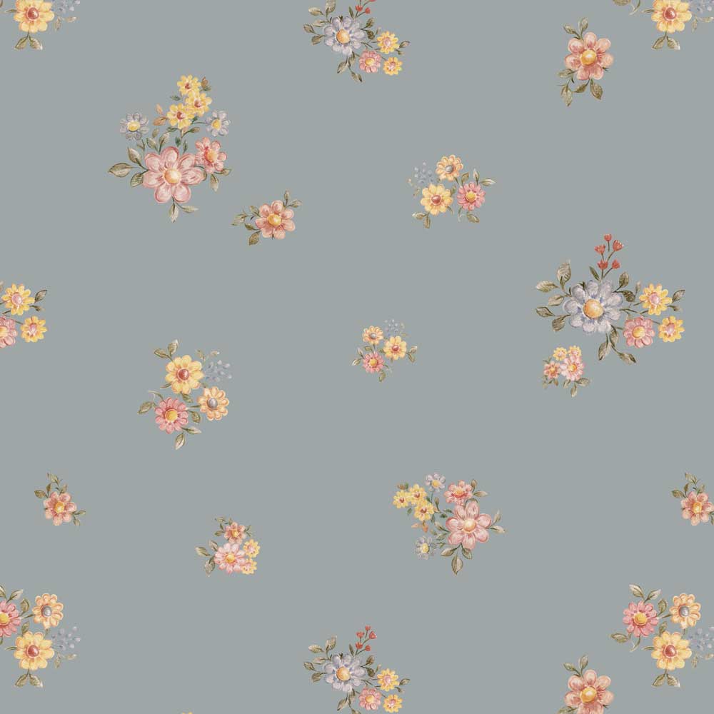 Tapet Barnrum - Flowers Minimini Dark | Småblommig på Mörk Botten | Remsa 280×100 cm (Non-woven)