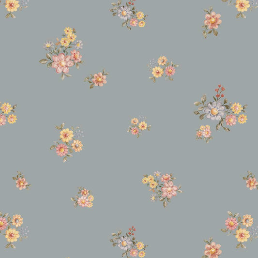 Tapet Barnrum - Flowers Minimini Dark | Småblommig på Mörk Botten | Remsa 280×100 cm (Non-woven)