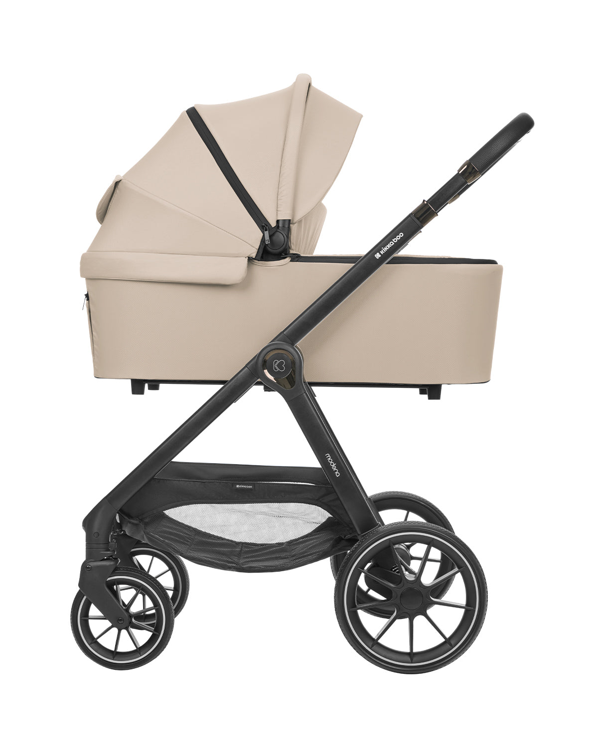 Barnvagnspaket 3-i-1 med Babyskydd i-Size – Modena av Kikka Boo | Liggdel + Sittdel | Beige / Svart / Army Green / Mörkgrå