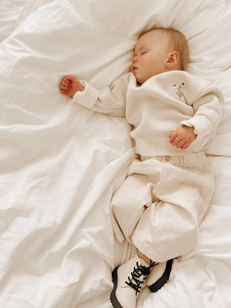Baby Sweatshirt with embroidered lemon in Fleece Material and Matching Pants