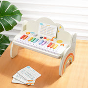 Vitt barnpiano Rainbow med lysande tangenter och ljud