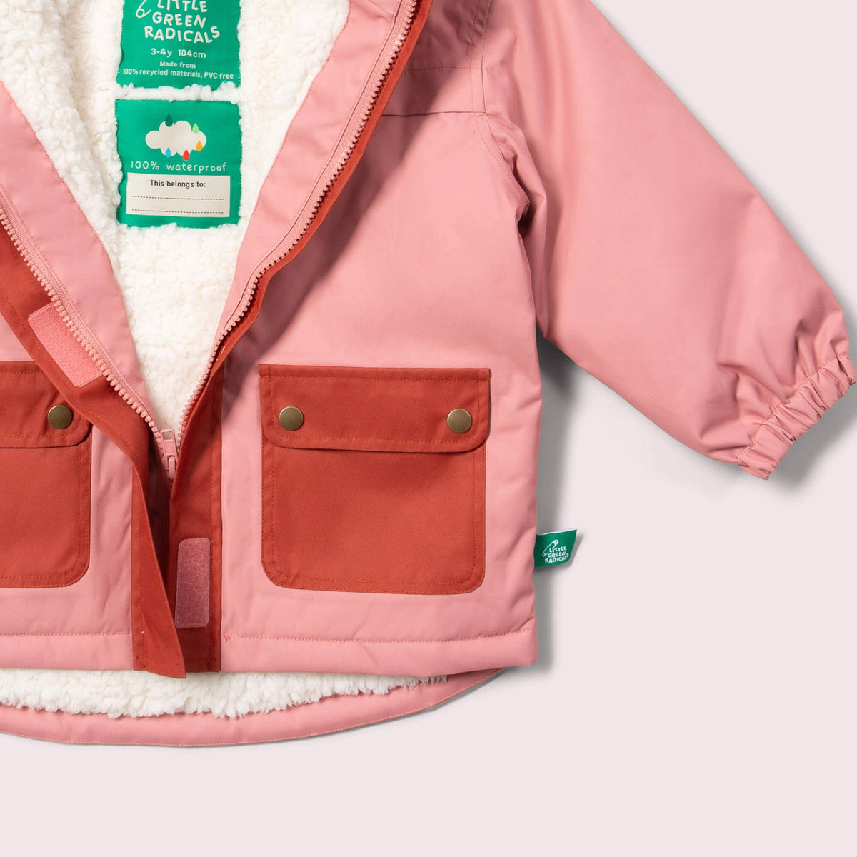 Vinterjacka barn – Rosa, vattentät 5 000 mm – Little Green Radicals EU – produktbild 9