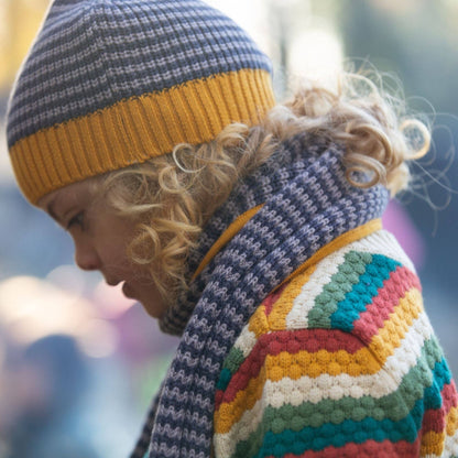 Stickad tröja barn – Honeycomb Rainbow (ekologisk bomull) | Little Green Radicals