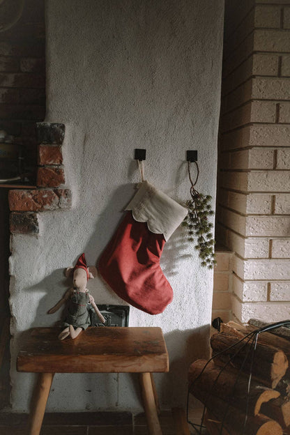 Julstrumpa Rouge i Sammet & Japansk Bomull | 37 cm med Upphängning