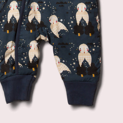 Snowsuit/Pramsuit – Winter Owls, ekologisk & Fairtrade (sherpa-fodrad) | Little Green Radicals