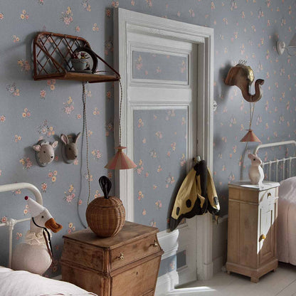 Tapet Barnrum - Flowers Minimini Dark | Småblommig på Mörk Botten | Remsa 280×100 cm (Non-woven)