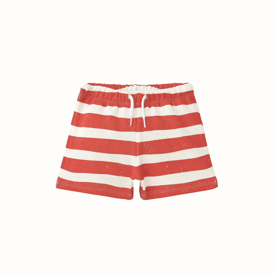 Randiga sommarshorts i bomull – röd/vit – BaraBaby