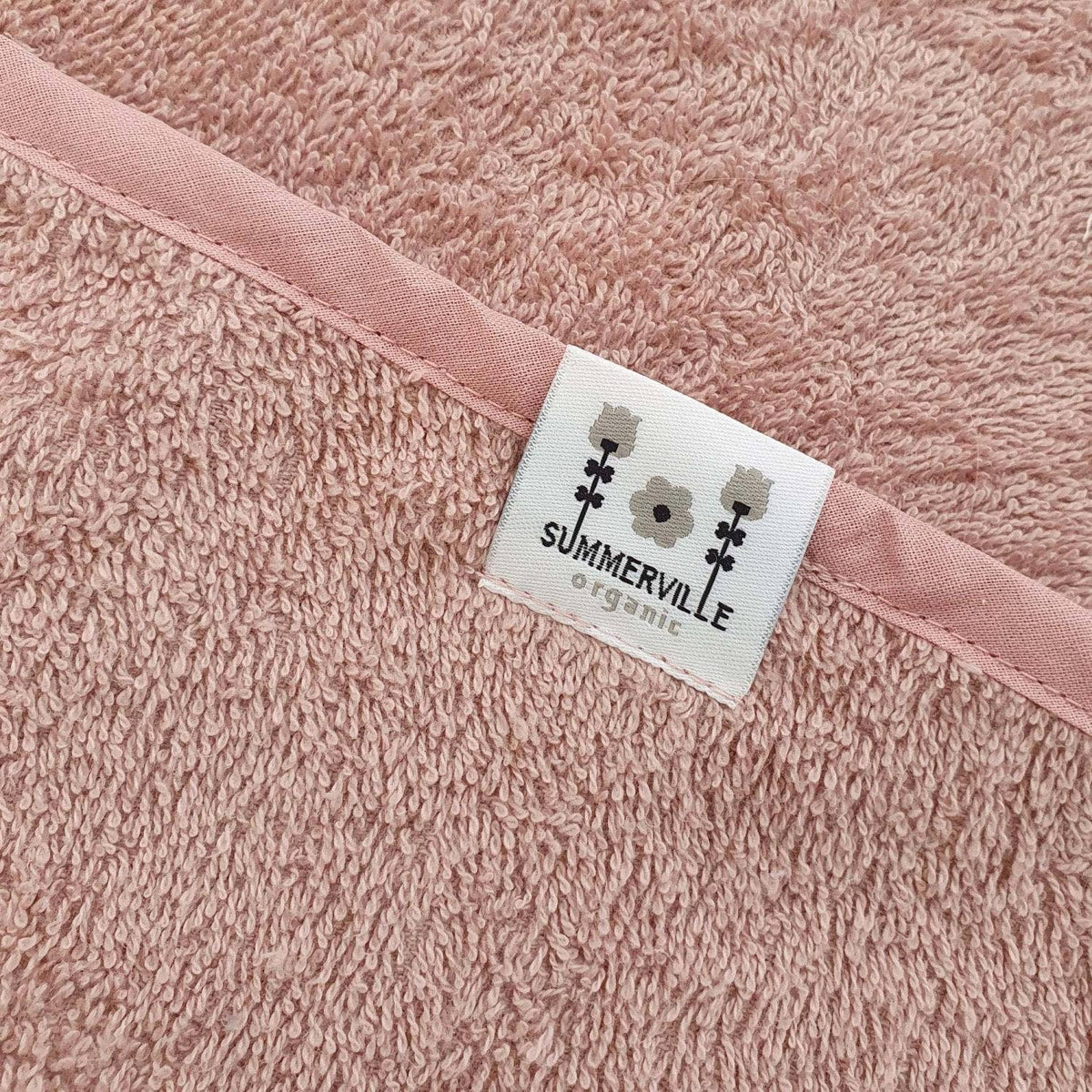 Ekologisk badcape Kanin – Pale Mauve – Summerville organic – detaljbild 4