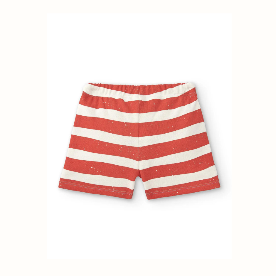 Randiga sommarshorts i bomull – röd/vit – BaraBaby – detaljbild 4