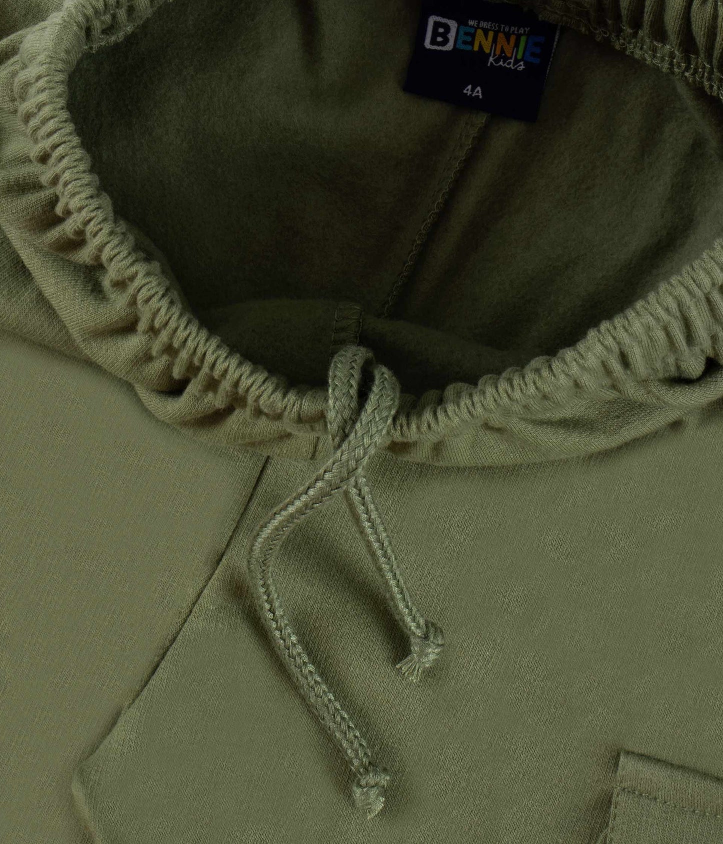 Boys' winter cargo pants – Green Eucalyptus, brushed fleece & drawstring waist