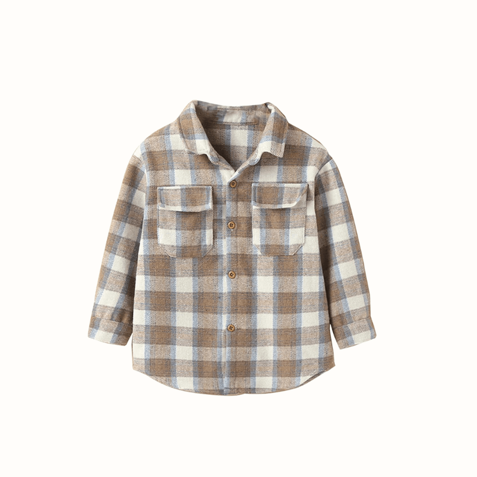 Rutig skjorta för baby & småbarn – beige – BaraBaby – detaljbild 2