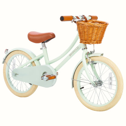 Banwood – 16" Classic Barncykel Vintage Pale Mint | Retroinspirerad Barncykel med Korg