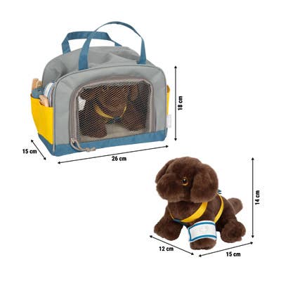 Leksakshund Labrador med transportväska och vårdtillbehör