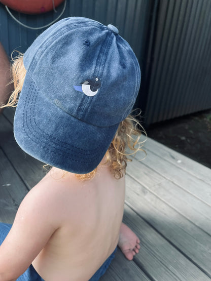 BaraBaby Skata Barnkeps - Tvättad Blå och Tvättad Beige