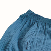 Muslinbyxor i ekologisk bomull – Bara Blue – BaraBaby – detaljbild 3