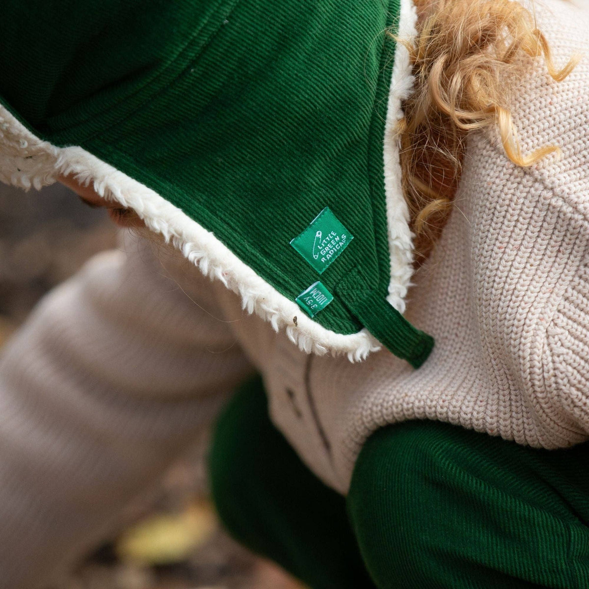 Vintermössa barn i sherpa – Vintage Green – Little Green Radicals EU – produktbild 3
