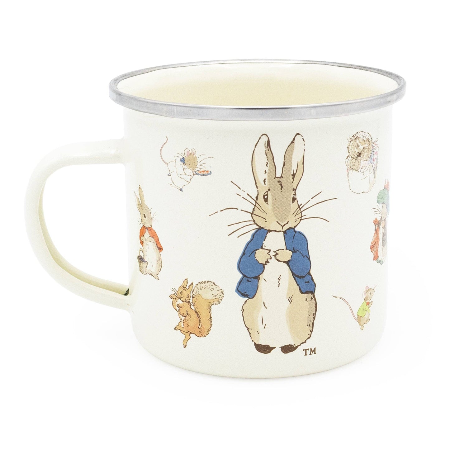 Peter Rabbit babyset – emaljmugg + babyhårborste & kam i trä