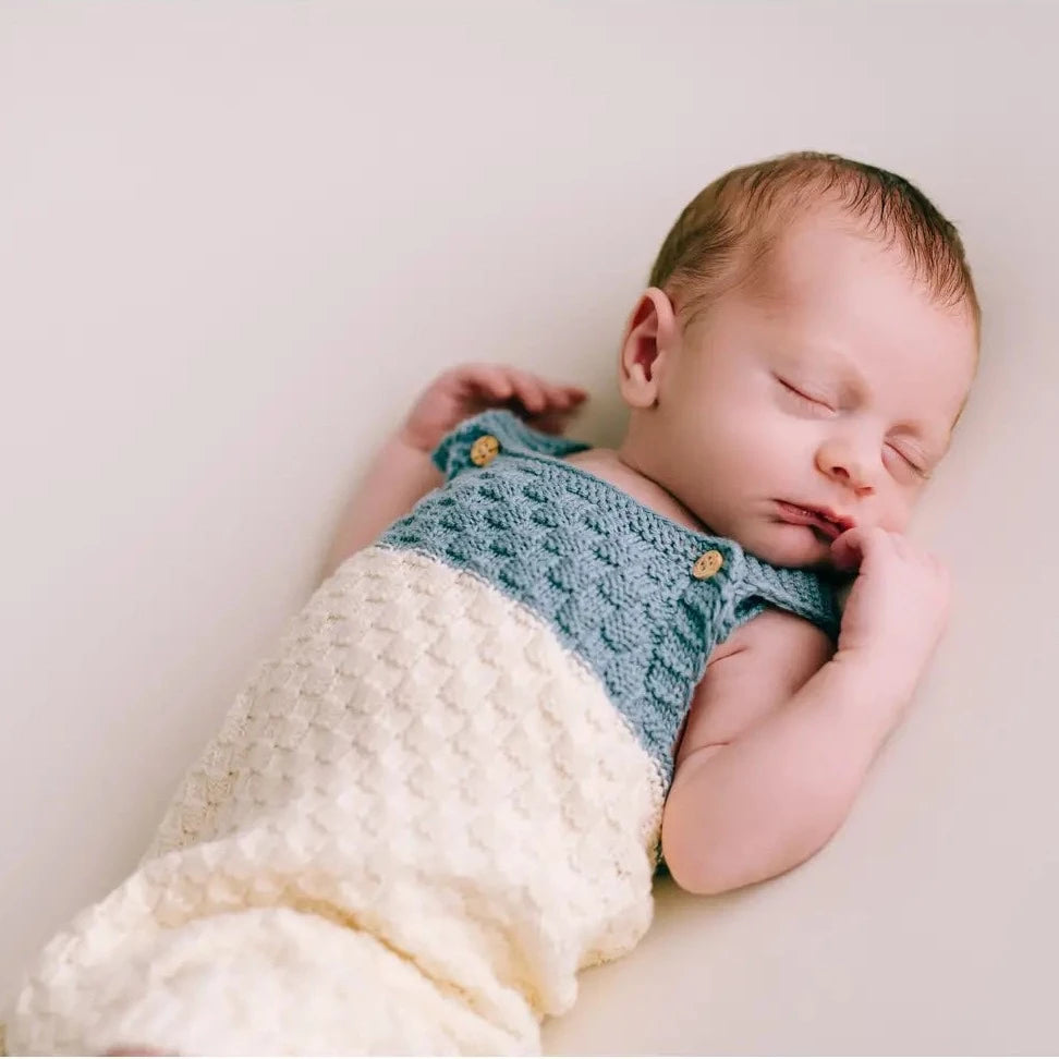 Newborn romper i ekologisk bomull – Bara Blue – BaraBaby