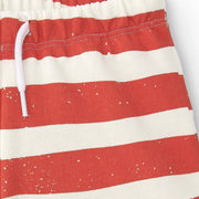 Randiga sommarshorts i bomull – röd/vit – BaraBaby – detaljbild 2