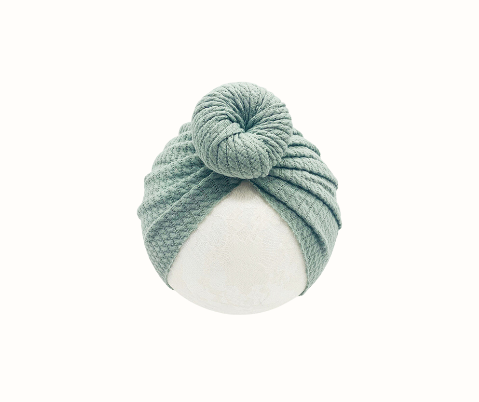 Turbanmössa med rosett för baby – BaraBaby – detaljbild 2