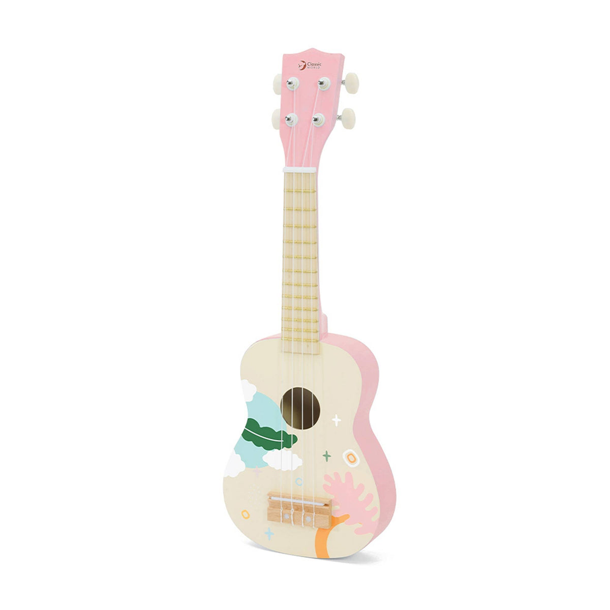Rosa ukulele Iris i trä för barn