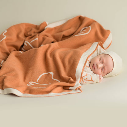 Babyfilt i ekologisk bomull med hundmotiv – Ecru, 80 × 100 cm