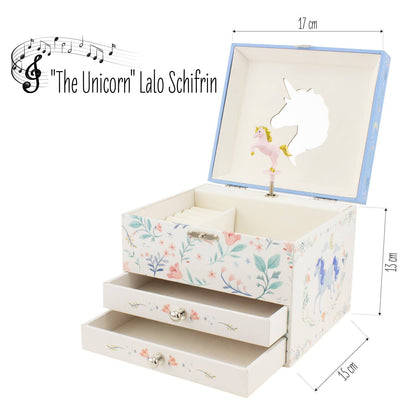 Musiksmyckeskrin för barn – Enhörning med 2 lådor